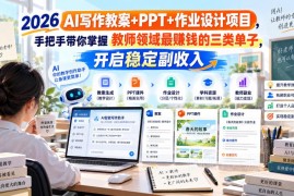2026 AI教辅接单实操教程 掌握教案PPT作业设计三类高收益订单