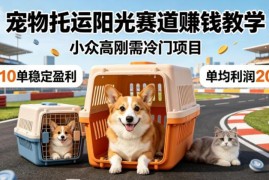 宠物托运刚需副业实操教学 低风险稳定盈利运营玩法详解
