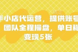 快手小店代运营玩法解析 仅需提供账号团队全程操盘稳定变现