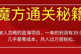 零成本魔方通关秘籍蓝海项目分享 单利润39.9操作简单易上手