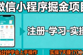 适合小白的无门槛微信小程序掘金副业 5分钟上手7天赚1700+