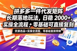 拼多多一件代发矩阵落地玩法 零基础可复刻的实操全流程
