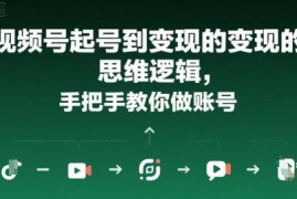 视频号从起号到变现核心逻辑 新手做账号全流程实操指南