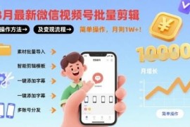 2024年8月最新微信视频号批量剪辑方法及变现流程详解