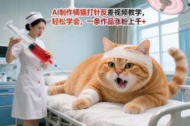 AI制作橘猫打针反差短视频教程 零基础可学会易出爆款涨粉
