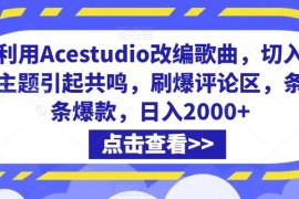用Acestudio做改编歌曲爆款视频 低门槛副业收益项目解析