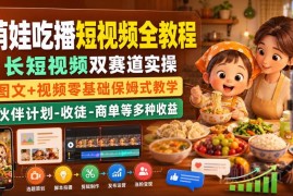萌娃吃播短视频双赛道实操教程 零基础起号及多模式变现教学