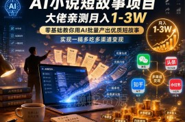AI小说短故事项目实操教程 零基础批量产出内容多渠道变现