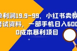 小红书售卖教资考试资料实操教程 单利19.9-99手机可日入600
