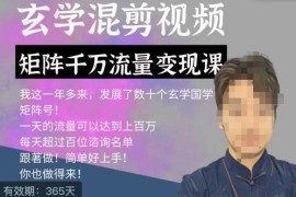 玄学国学神秘学矩阵流量变现课 矩阵号运营剪辑全流程教学