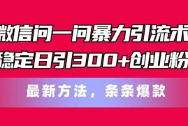 微信问一问引流创业粉实操教程 稳定日引300+粉全流程攻略