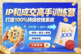 IP打造与成交高手训练营 教你搭建可持续落地收钱变现系统