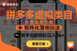 2025拼多多虚拟类目矩阵运营攻略 新手低门槛长效增收实操玩法