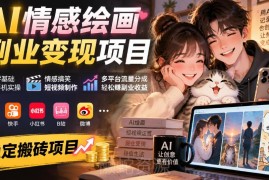 零基础AI情感绘画副业实操 手机做短视频拿多平台流量收益