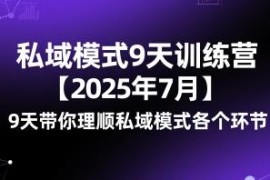 2025年7月私域模式9天训练营 带你梳理私域运营全链路各环节