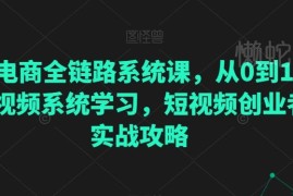 从0到1直播电商全链路系统课 短视频创业者实战学习指南