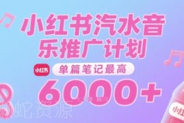 零门槛零粉丝可做的汽水音乐推广 小红书发笔记最高单篇收益6k