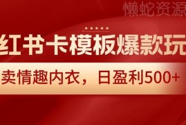 小红书卡模板爆款玩法实操 售卖情趣内衣日盈利500+项目详解