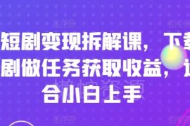 刷短剧变现拆解课详解 适合小白的下载短剧做任务赚收益教程