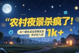 AI制作农村夜景治愈短视频 低成本操作单日可获千元收益