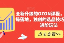 全新升级OZON电商实操课程 覆盖选品运营全流程落地进阶玩法