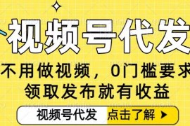 零门槛视频号代发项目详解 无需剪辑无粉丝要求小白发布即有收益