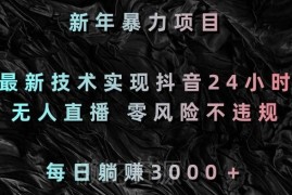 2024新年抖音24小时无人直播实操教程 零风险合规运营玩法