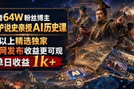 抖音64W粉博主大驴说史亲授 AI历史内容制作变现实操教程