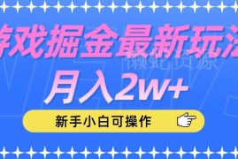 游戏掘金长期可做新玩法分享 新手小白易上手月入可达2w+