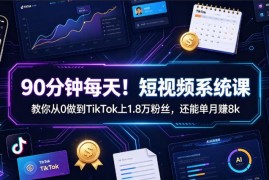 TikTok短视频系统课程 每天90分钟0基础学涨粉变现全流程