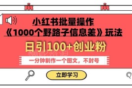 小红书野路子信息差批量玩法 一分钟做图文引流创业粉实操教程