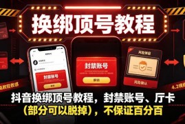 抖音换绑顶号实操教程 封禁及Ting卡账号处理方法说明 不保证百分百成功
