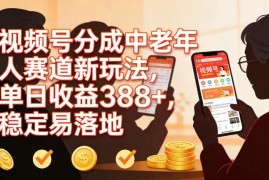 视频号中老年赛道分成新玩法 零门槛易操作单日收益可达388元