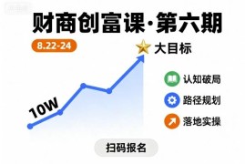 财商创富课第六期干货 从10万起步抓风口选项目实现创富目标