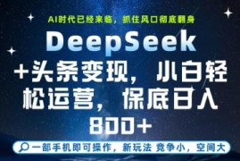 2025年DeepSeek+今日头条变现保姆级教程 小白可轻松上手