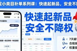 淘宝小类目补单实操系列课 助力新品快速起量安全不降权