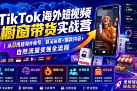 TikTok海外短视频橱窗带货实战教程 从0搭建账号全流程运营方法