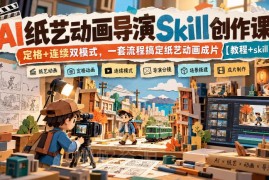 AI纸艺动画导演Skill创作课 定格连续双模式全流程成片教学