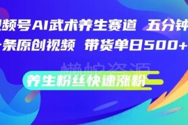 视频号AI武术养生赛道玩法 5分钟做原创内容快速涨粉带货