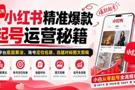 小红书零基础爆款起号运营指南 算法定位选题剪辑全流程教学