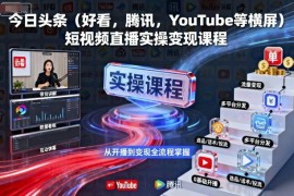 今日头条西瓜视频等横屏短视频直播实操变现全流程课程