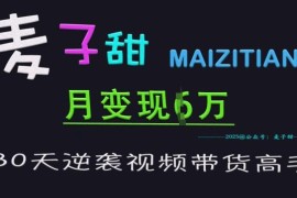 麦子甜30天视频带货特训营 从0入门到单月变现6W+实操教学
