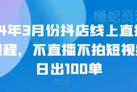 2024年3月抖店实操运营课程 无需直播拍短视频可日出百单