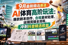 9月最新AI体育短视频创作教程 剧本版权剪辑运营全流程讲解