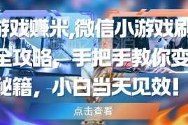 微信小游戏刷广告变现全攻略 零经验小白当日即可获得收益