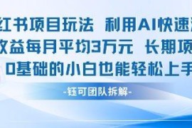 小白可操作小红书AI涨粉项目 零成本长期运营月均收益过万