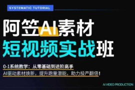 AI视频素材实战班0-1系统教学 零基础学AI改爆量素材提升投产