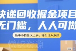 无门槛快递回收掘金项目介绍 新手可当天上手的长期稳定副业