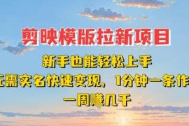 剪映模板拉新项目实操教程 新手无实名门槛易上手可快速变现