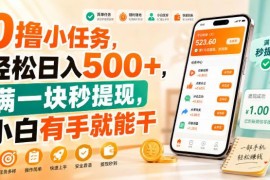 零成本手机小任务副业玩法介绍 1元起提现小白易上手